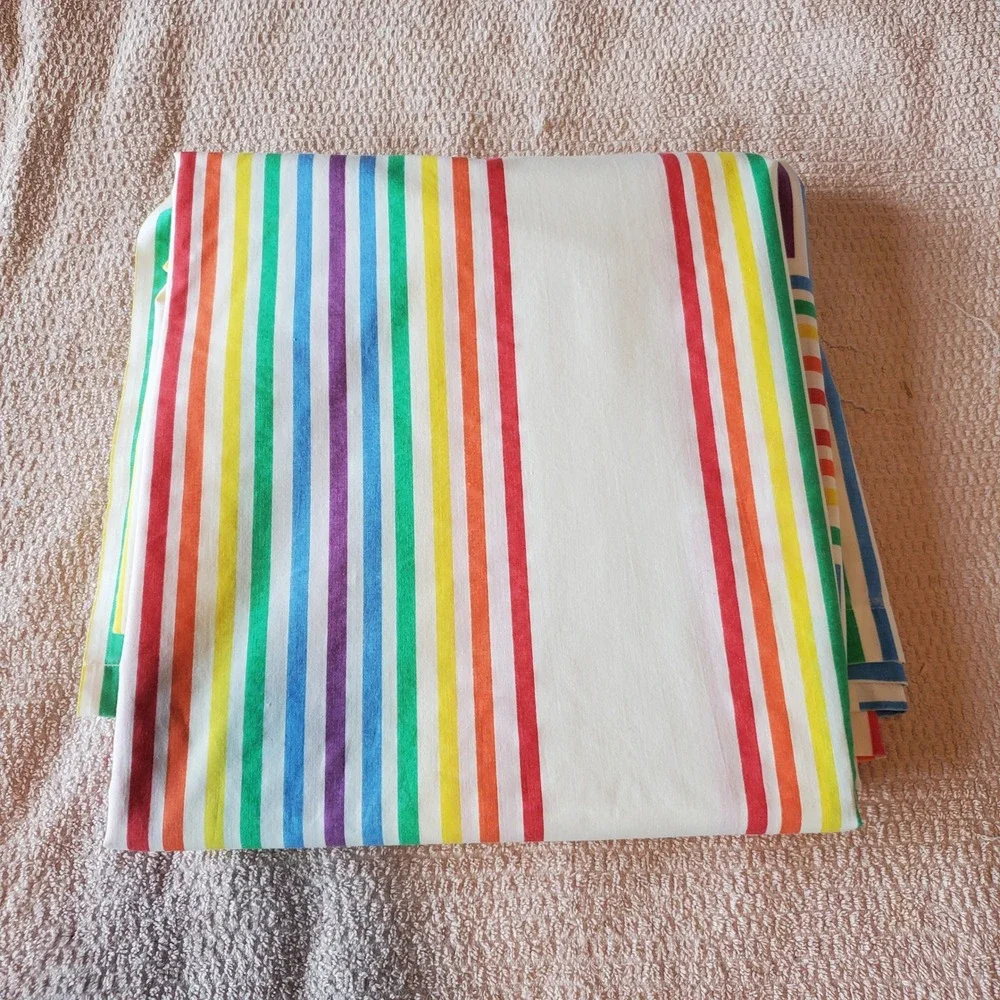 Vintage Vera Neumann Burlington Rainbow Geometric Flat Sheet 90x110 MCM Retro